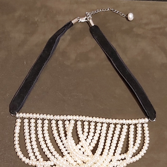 Custom Made Fresh Water Pearls with Velvet and Sterling Silver Clasp - Picture 2 of 4